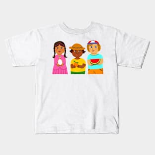 Young children hand holding fresh fruit. Kids T-Shirt